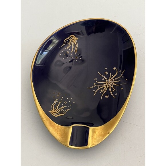 Porcelain Trinket Dish Lindner Bavaria Germany Echt Cobalt Blue/Gold - Picture 10 of 10